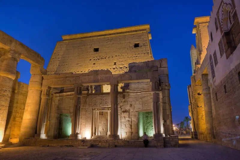 Luxor Temple at sunset, viewed on the Iberotel Crown Emperor Nile Cruise